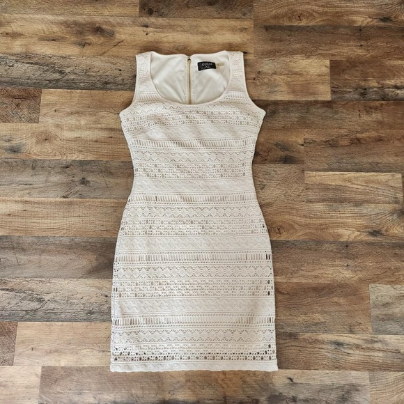 Guess Dresses & Skirts - GUESS Beige Cream Crochet Lace “Jordina” Dress fully lined